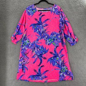 Lilly Pulitzer Dress Midi Knit Pink Tiki Monkey Surfcrest Size XL